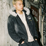 ファー脱着デニムパーカー (BLACK)