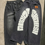 ORイニシャルペイントバレルデニムパンツ(BLACK)