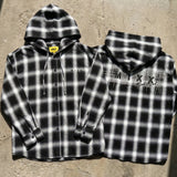 ロゴフードチェックシャツ(BLACk)