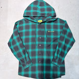 ロゴフードチェックシャツ(GREEN)