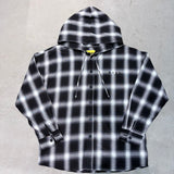 ロゴフードチェックシャツ(BLACk)