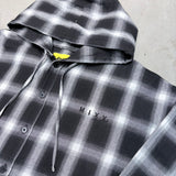 ロゴフードチェックシャツ(BLACk)