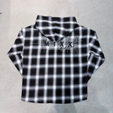 ロゴフードチェックシャツ(BLACk)